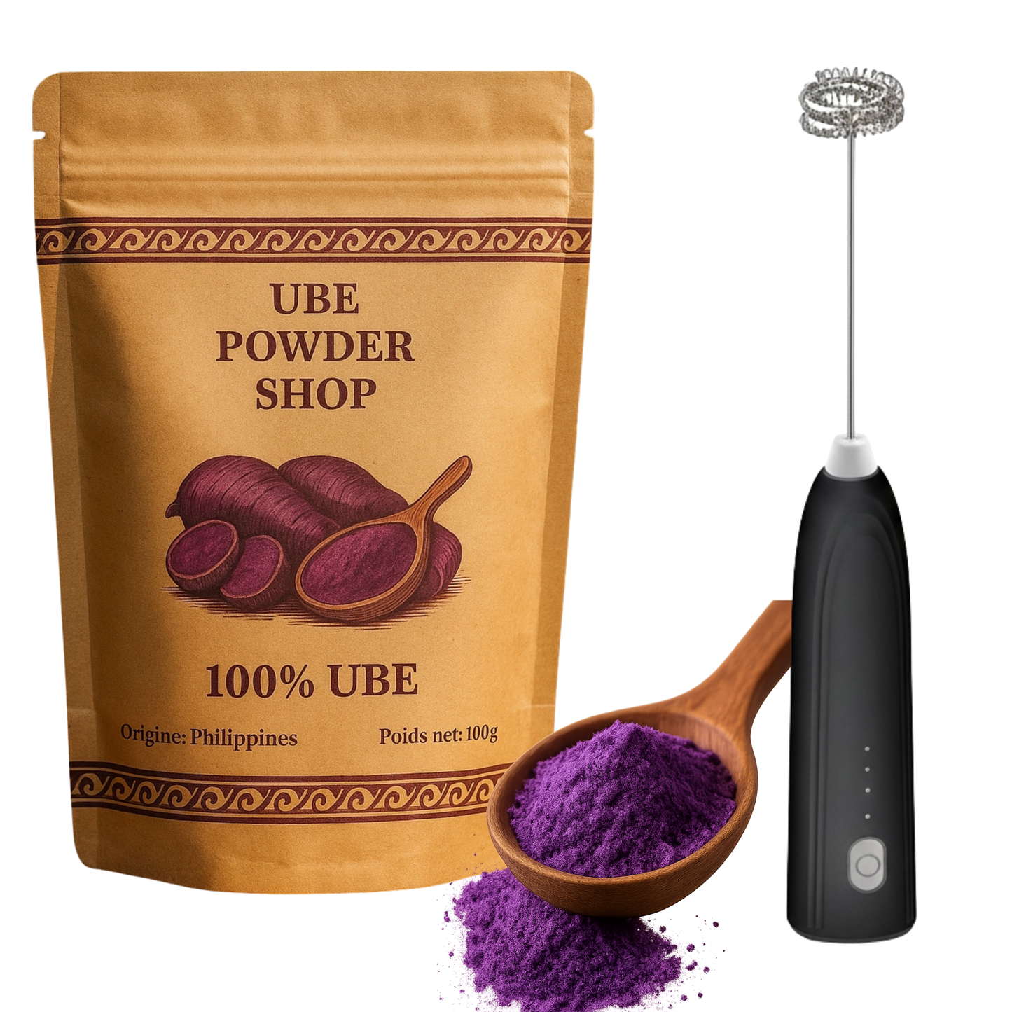 Pack de 2 sachets de Ube (100g) + 1 Mousseur à Lait Offert
